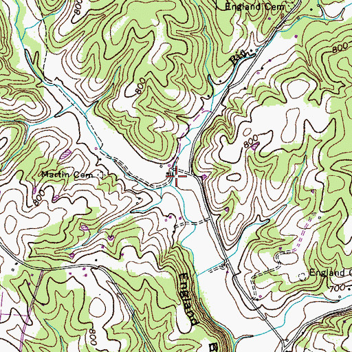 Topographic Map of Big Branch, TN