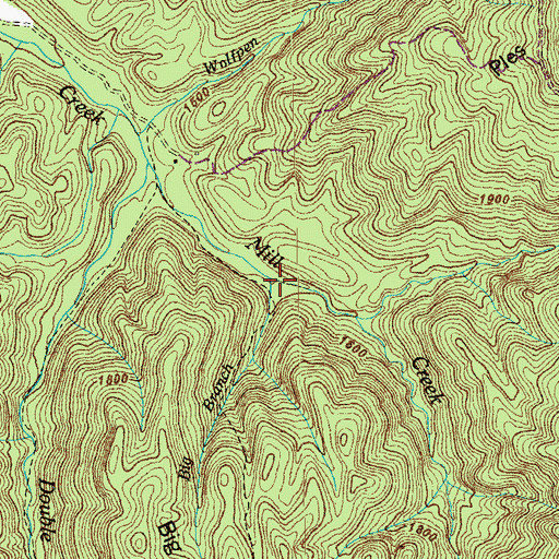 Topographic Map of Big Branch, TN