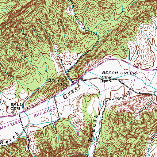 Topographic Map of Big Branch, TN