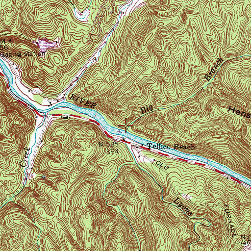 Topographic Map of Big Branch, TN