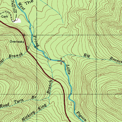 Topographic Map of Big Branch, TN