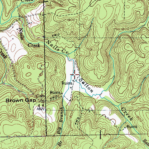 Topographic Map of Big Branch, TN