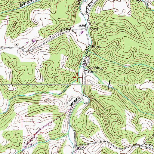Topographic Map of Big Branch, TN
