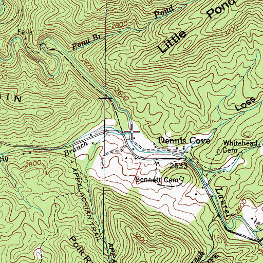 Topographic Map of Big Branch, TN