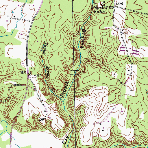 Topographic Map of Big Branch, TN