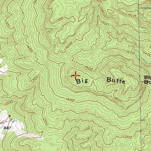 Topographic Map of Big Butte, TN
