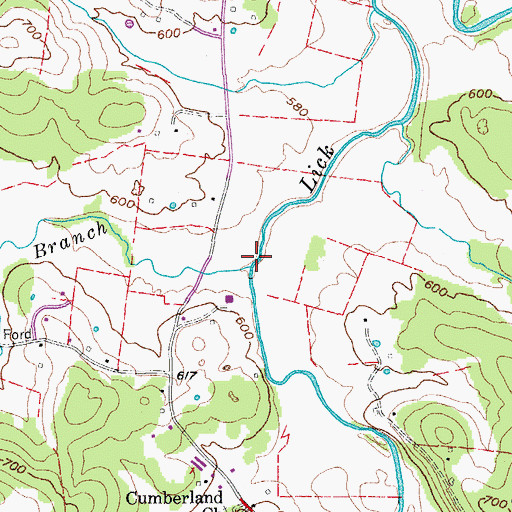 Topographic Map of Big Caney Branch, TN