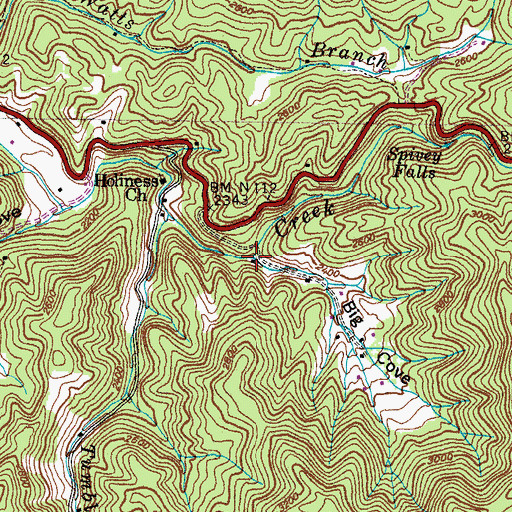 Topographic Map of Big Cove, TN