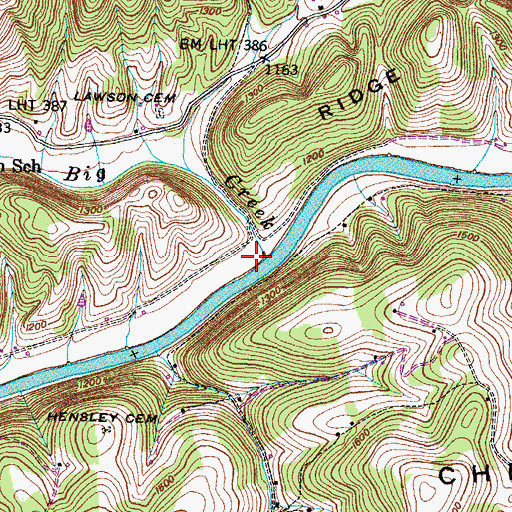 Topographic Map of Big Creek, TN