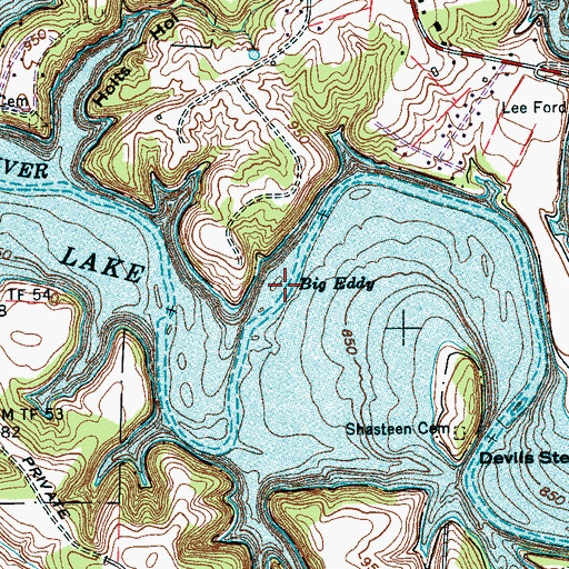 Topographic Map of Big Eddy, TN