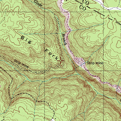 Topographic Map of Big Fork, TN