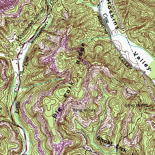 Topographic Map of Big Fork Ridge, TN