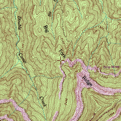 Topographic Map of Big Fork Ridge, TN