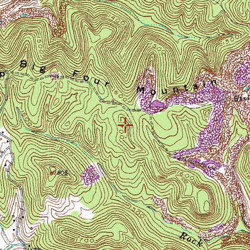 Topographic Map of Big Four Mountain, TN