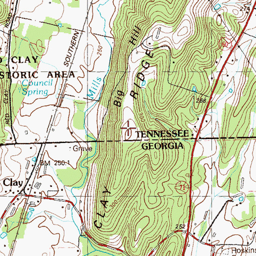 Topographic Map of Big Hill, TN