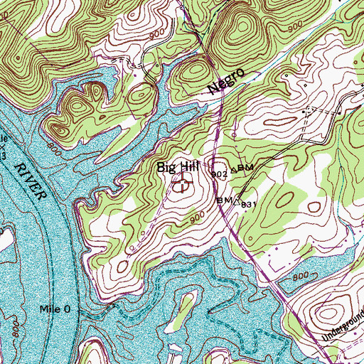 Topographic Map of Big Hill, TN