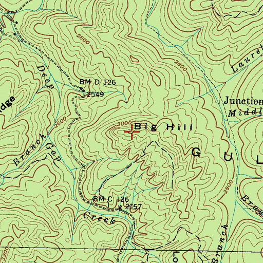 Topographic Map of Big Hill, TN