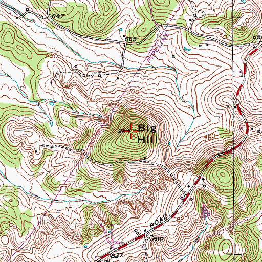 Topographic Map of Big Hill, TN