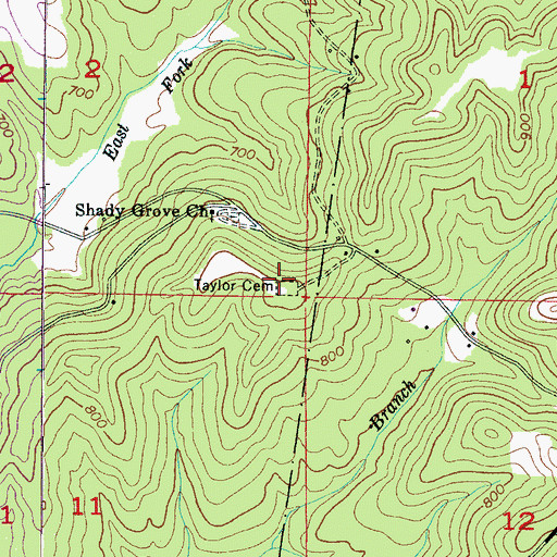 Topographic Map of Taylor Cemetery, AL