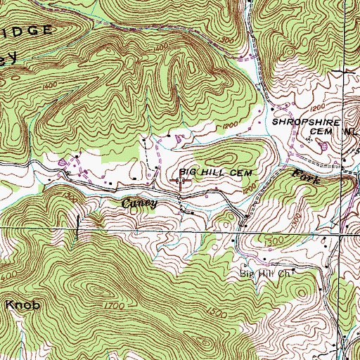 Topographic Map of Big Hill Cemetery, TN