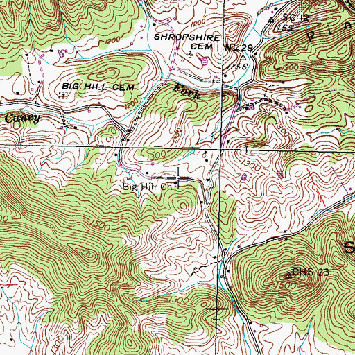 Topographic Map of Big Hill Church, TN