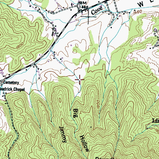 Topographic Map of Big Hollow, TN