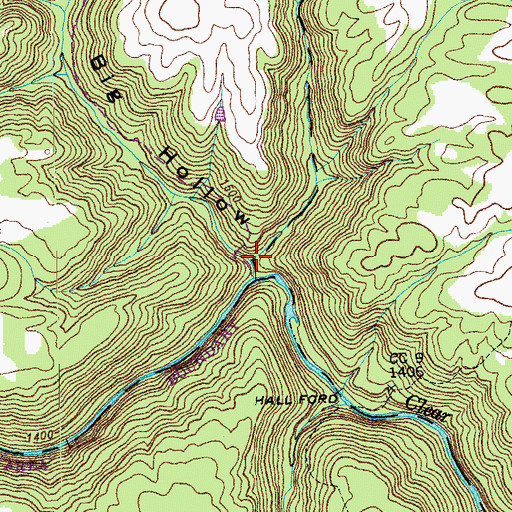 Topographic Map of Big Hollow, TN