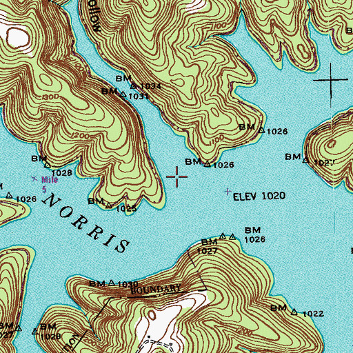 Topographic Map of Big Hollow, TN