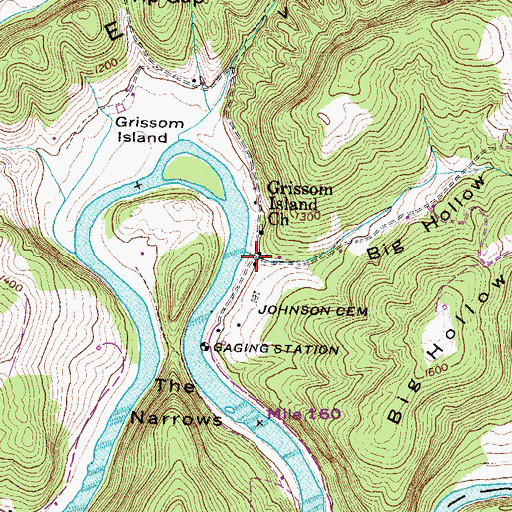 Topographic Map of Big Hollow, TN