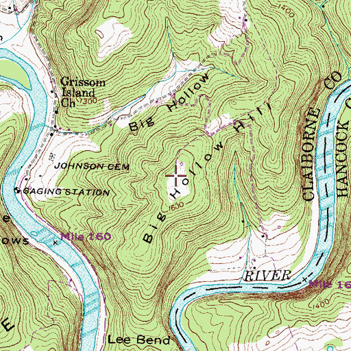 Topographic Map of Big Hollow Hill, TN