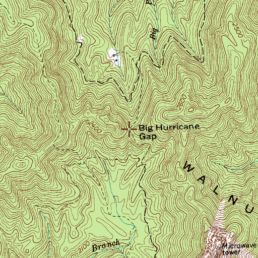 Topographic Map of Big Hurricane Gap, TN