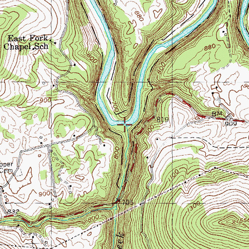 Topographic Map of Big Indian Creek, TN