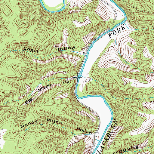 Topographic Map of Big Jessie Hollow, TN