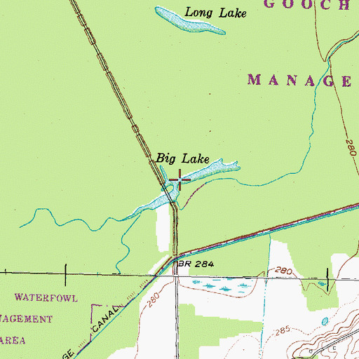 Topographic Map of Big Lake, TN