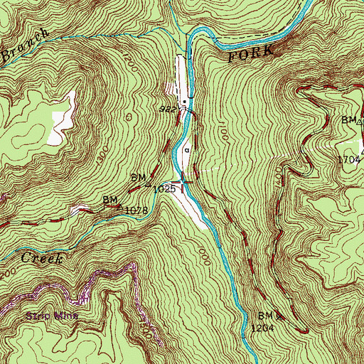 Topographic Map of Big Laurel Creek, TN