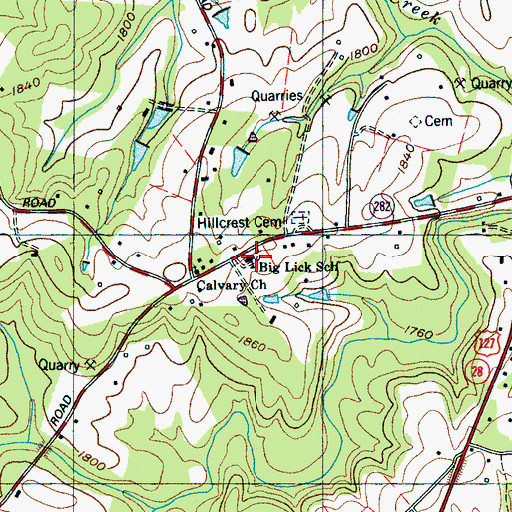 Topographic Map of Big Lick School, TN