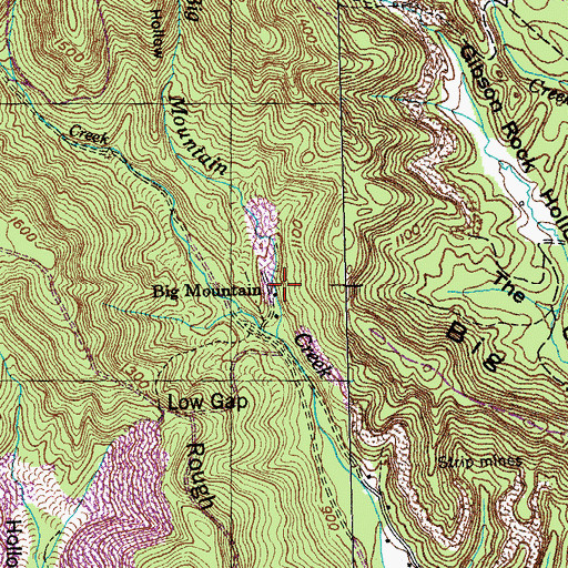 Topographic Map of Big Mountain, TN