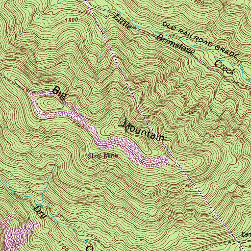 Topographic Map of Big Mountain, TN