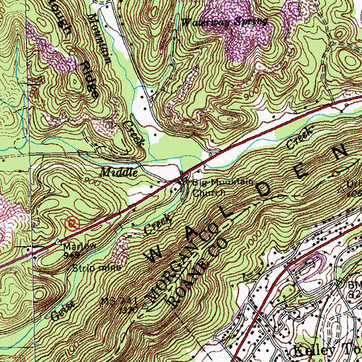Topographic Map of Big Mountain Church, TN