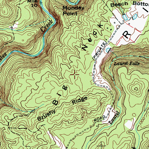 Topographic Map of Big Neck, TN