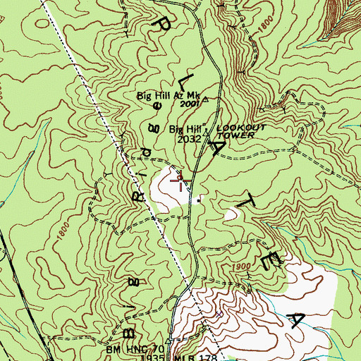 Topographic Map of Big Ridge, TN