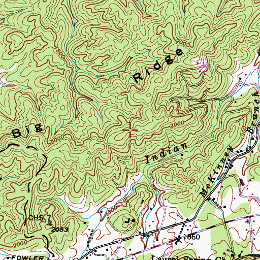 Topographic Map of Big Ridge, TN