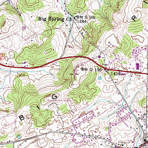 Topographic Map of Big Ridge, TN
