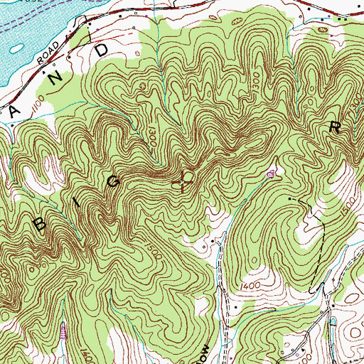 Topographic Map of Big Ridge, TN