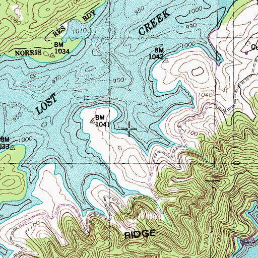 Topographic Map of Big Ridge Lake, TN