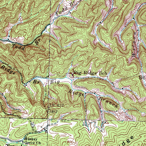 Topographic Map of Big Ridge School, TN
