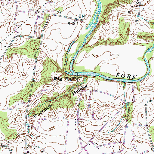 Topographic Map of Big Rock, TN