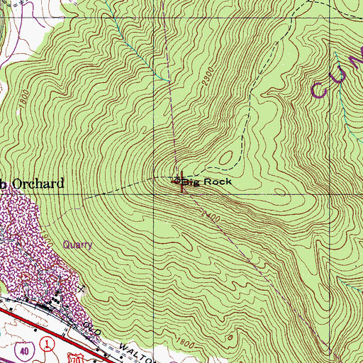 Topographic Map of Big Rock, TN