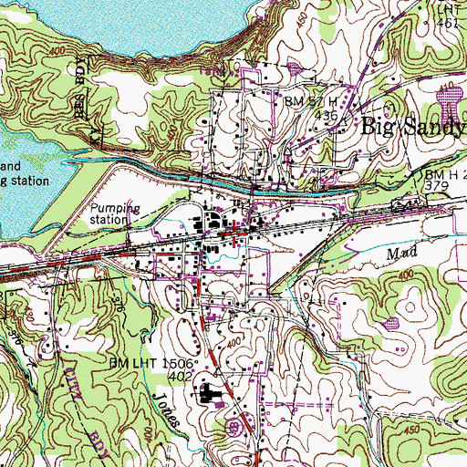 Topographic Map of Big Sandy, TN