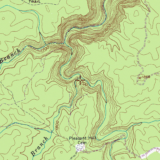 Topographic Map of Big Sandy Branch, TN